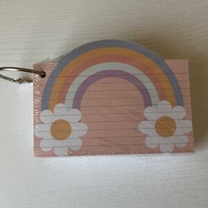 James Burke Rainbow Flower Lined Index Cards On Metal Ring School Supplies (NWT)